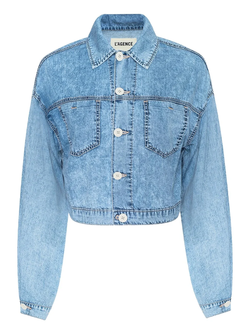 L'Agence Gaines Balloon-Sleeve Denim Jacket