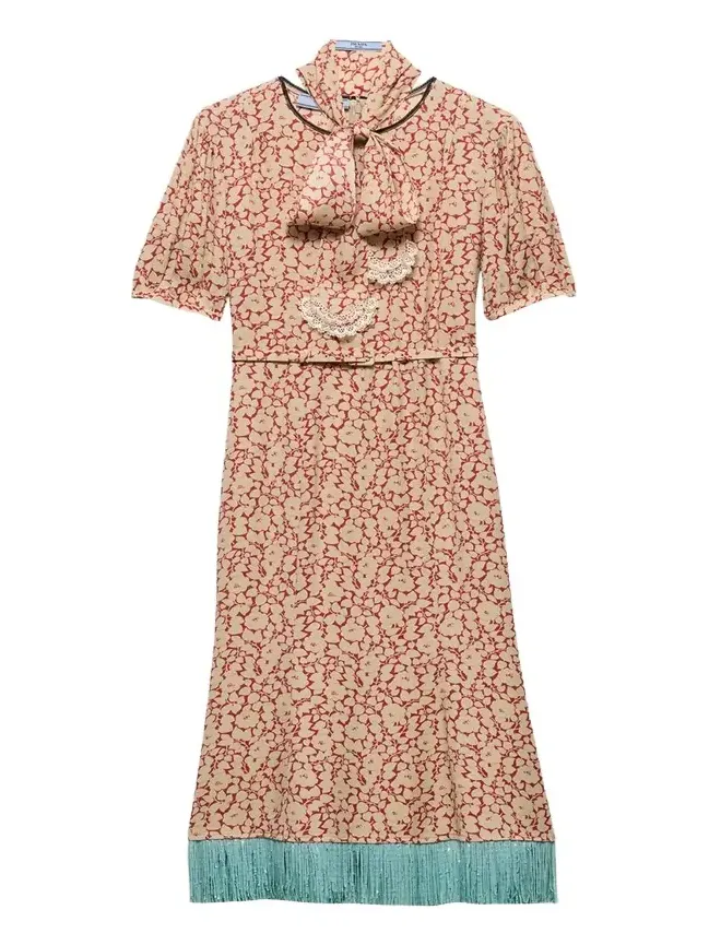 Sable Floral Midi Dress with Scarf Tie