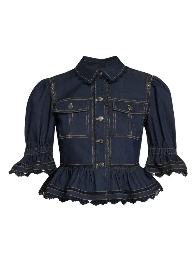 Guipure Lace Denim Jacket