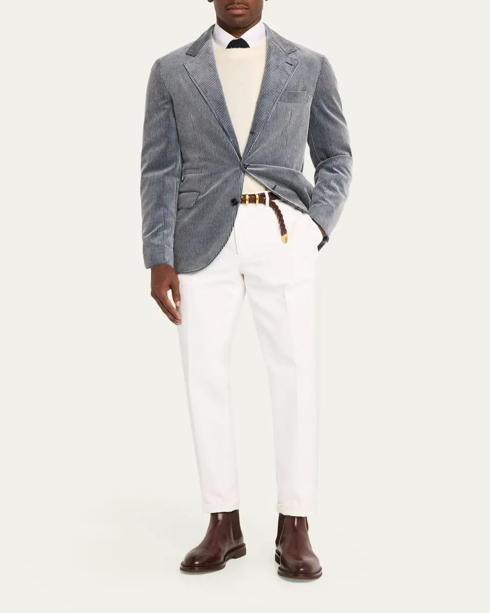 Brunello Cucinelli Men's Cotton and Cashmere Corduroy Single-Breasted Sport Coat | Thumbnail 2