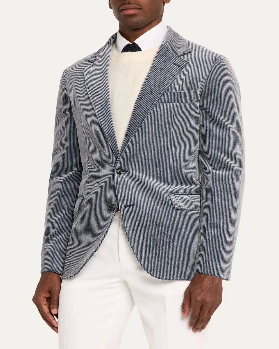 Brunello Cucinelli Men's Cotton and Cashmere Corduroy Single-Breasted Sport Coat | Thumbnail 4