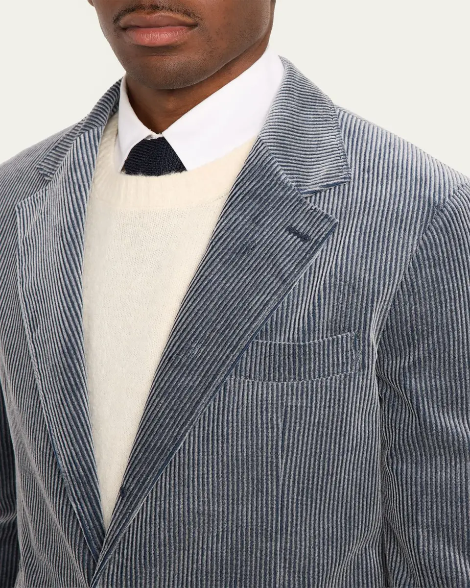 Brunello Cucinelli Men's Cotton and Cashmere Corduroy Single-Breasted Sport Coat | Thumbnail 5
