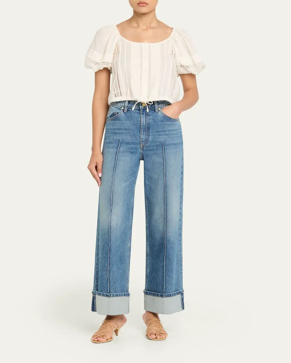Ulla Johnson Clara Embroidered Short-Sleeve Cotton Blouse | Thumbnail 2 Ulla Johnson Clara Embroidered Short-Sleeve Cotton Blouse | Thumbnail 2