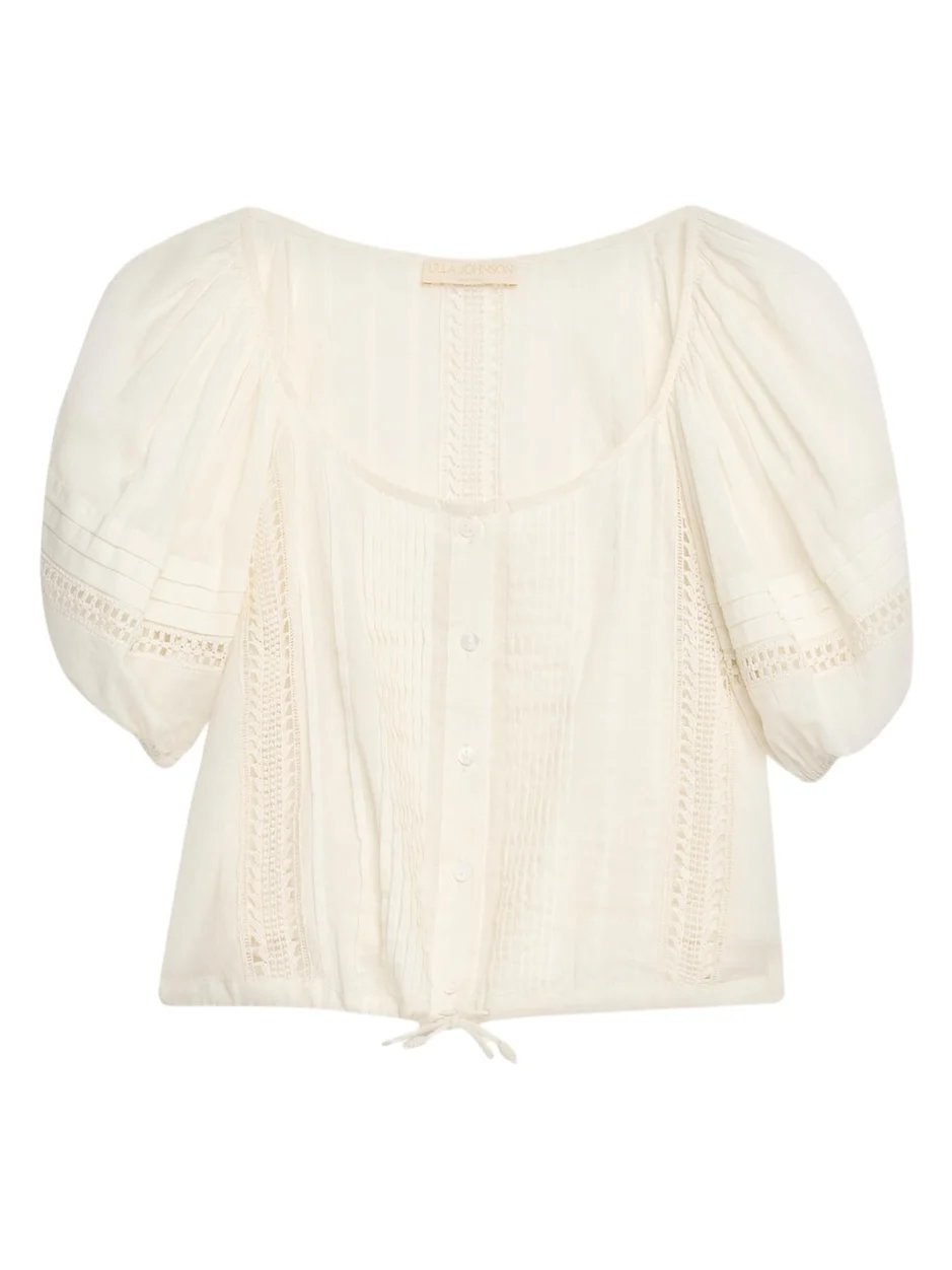 Ulla Johnson Clara Embroidered Short-Sleeve Cotton Blouse
