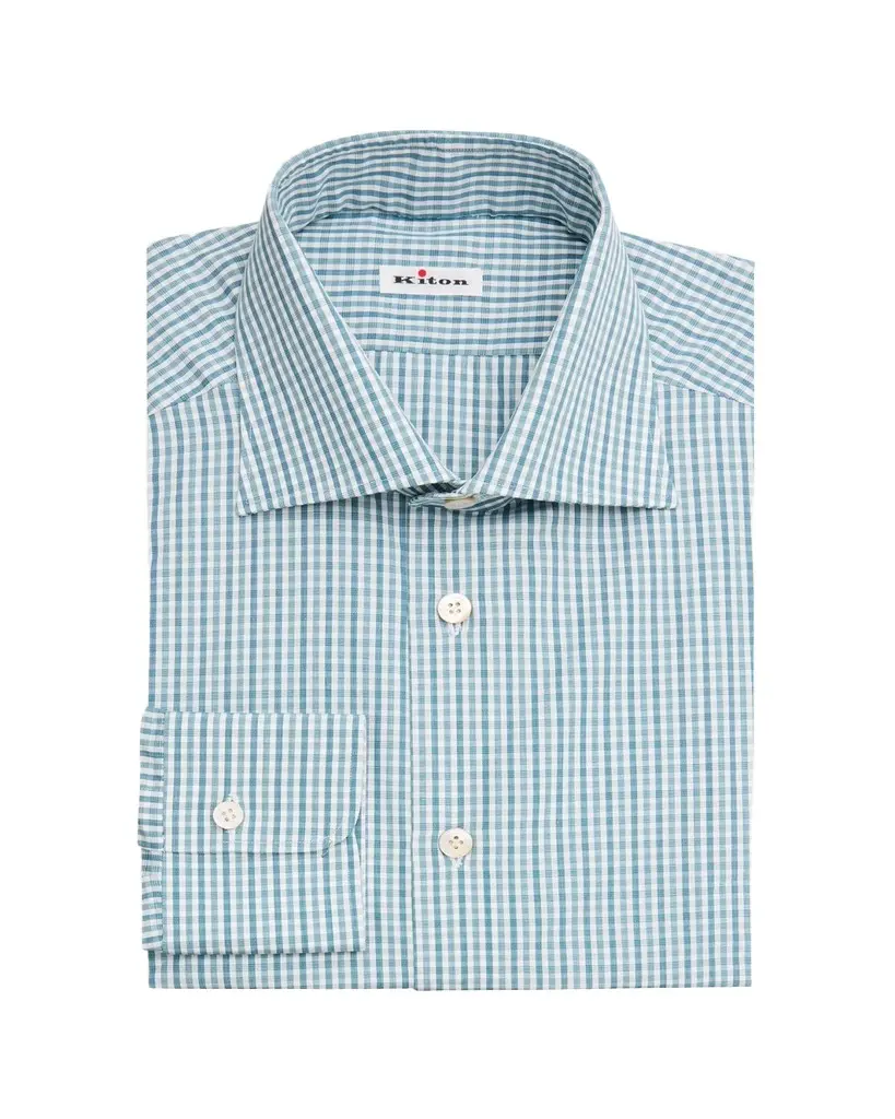 Kiton Men's Cotton Plaid Classic-Fit Dress Shirt | Image 1 Kiton Men's Cotton Plaid Classic-Fit Dress Shirt | Image 1