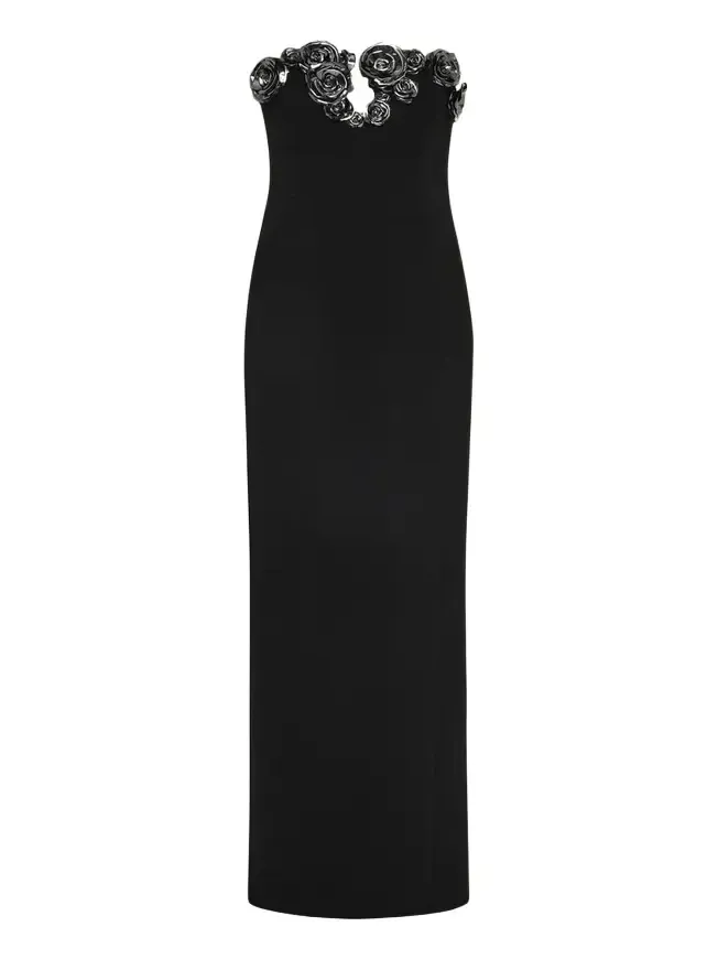 Mirage Floral-Embellished Strapless Column Gown Mirage Floral-Embellished Strapless Column Gown