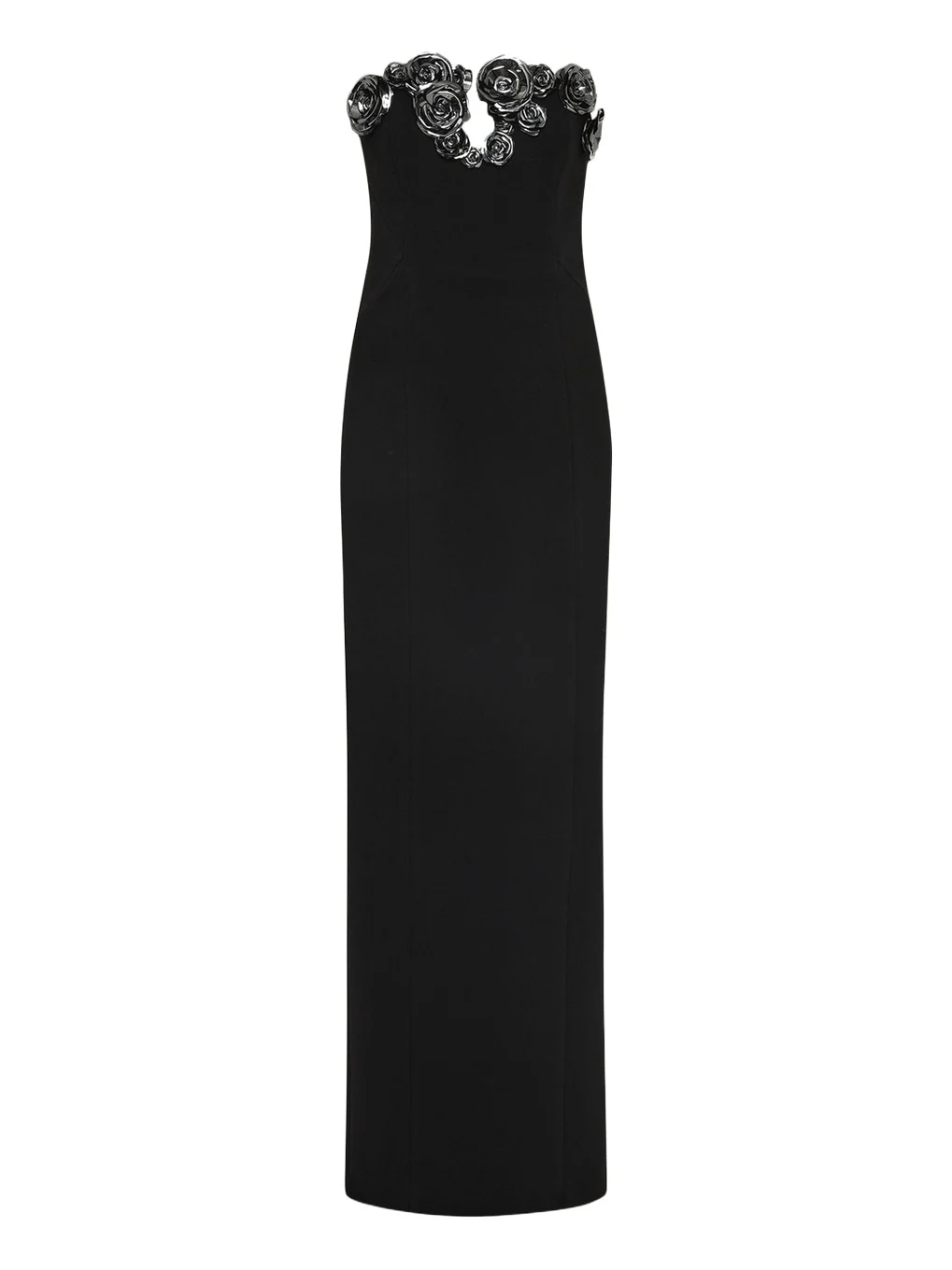 Mirage Floral-Embellished Strapless Column Gown