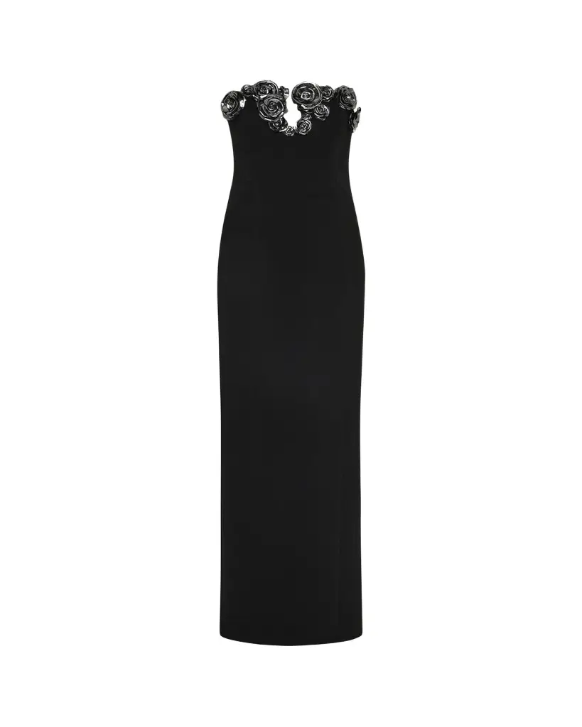 RACHEL GILBERT Mirage Floral-Embellished Strapless Column Gown | Image 1 RACHEL GILBERT Mirage Floral-Embellished Strapless Column Gown | Image 1