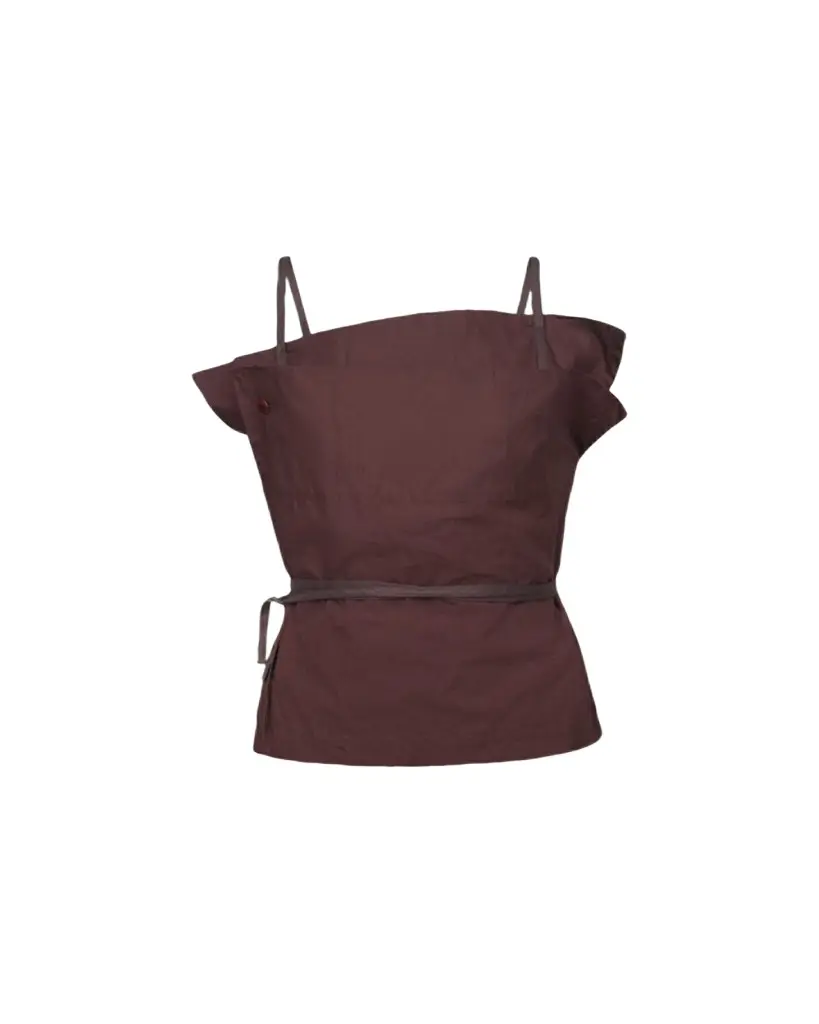 OSSOU Sienna Cotton Twill Ribbon Tie Top