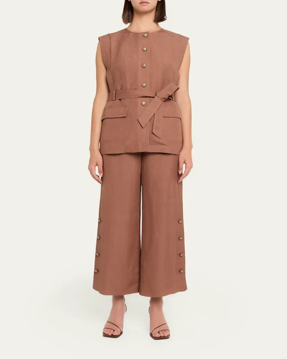 Kobi Halperin Beckett Belted Linen Vest | Thumbnail 2