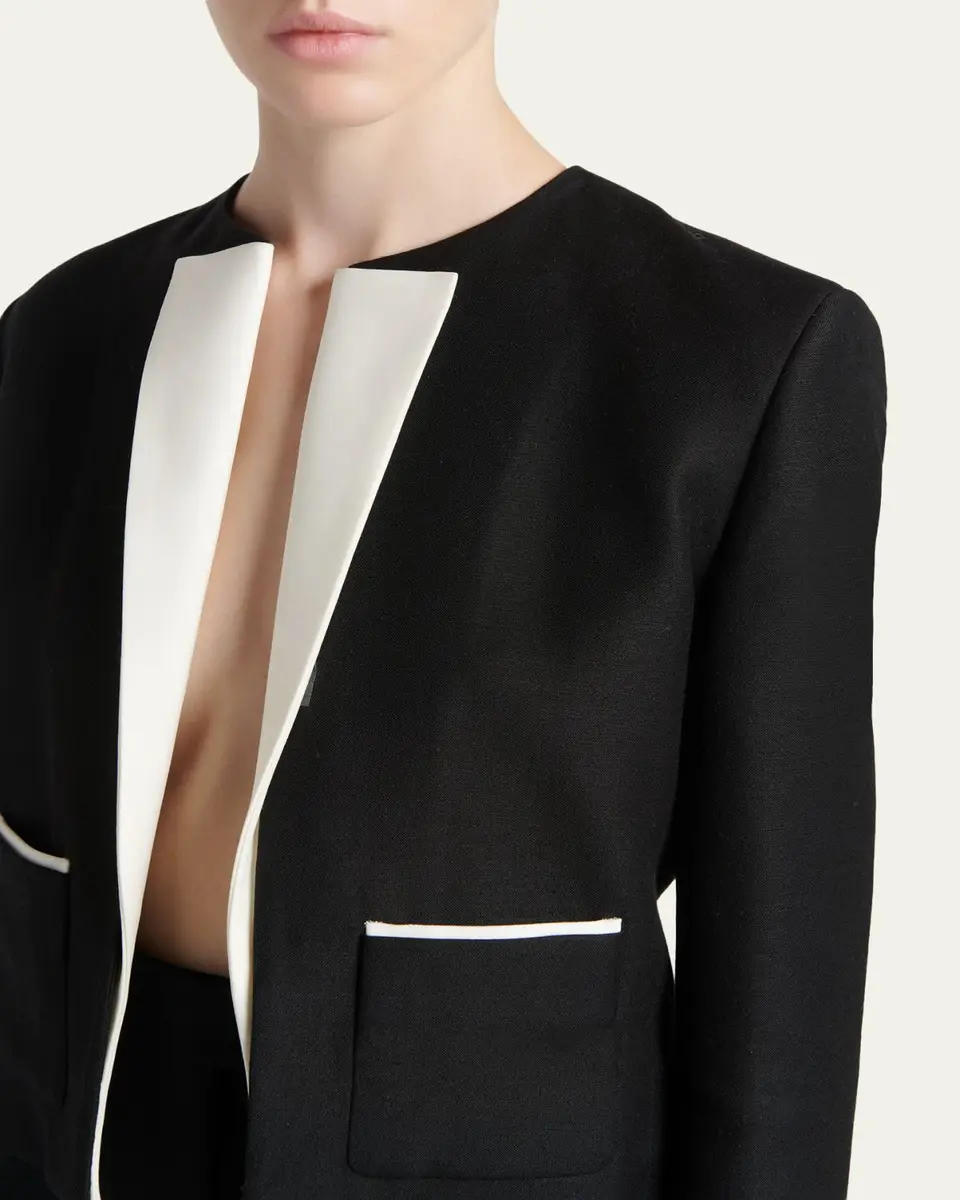 Tom Ford Contrast Silk-Lapel Open Jacket | Thumbnail 5 Tom Ford Contrast Silk-Lapel Open Jacket | Thumbnail 5