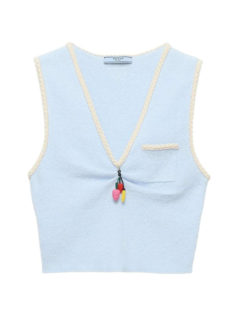 Prada Cotton Boucle Crop Top