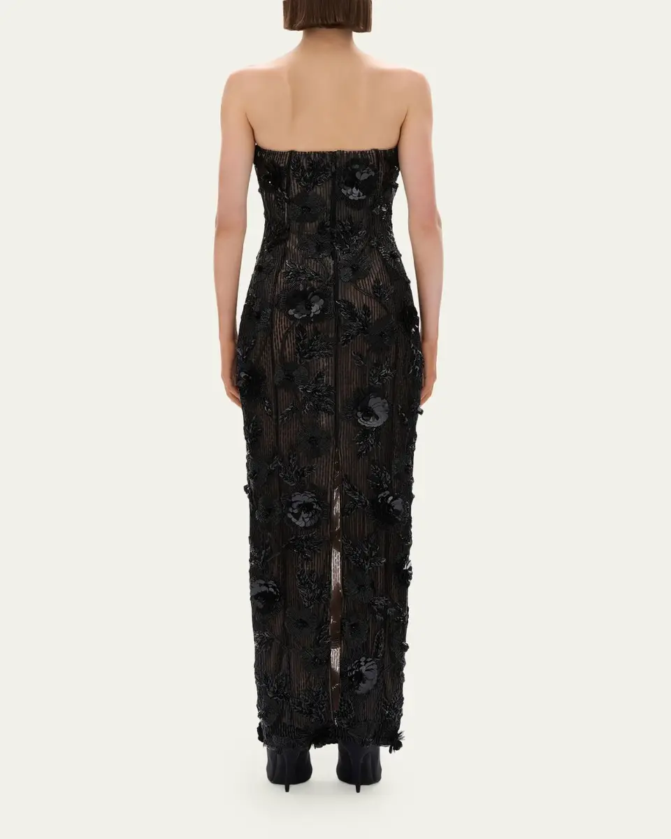 RACHEL GILBERT Pierre Strapless Embroidered Tulle Column Gown | Thumbnail 3 RACHEL GILBERT Pierre Strapless Embroidered Tulle Column Gown | Thumbnail 3