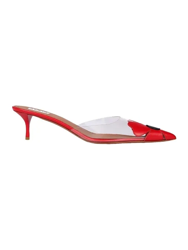 55mm Bloom Leather Transparent Mule Pumps 55mm Bloom Leather Transparent Mule Pumps