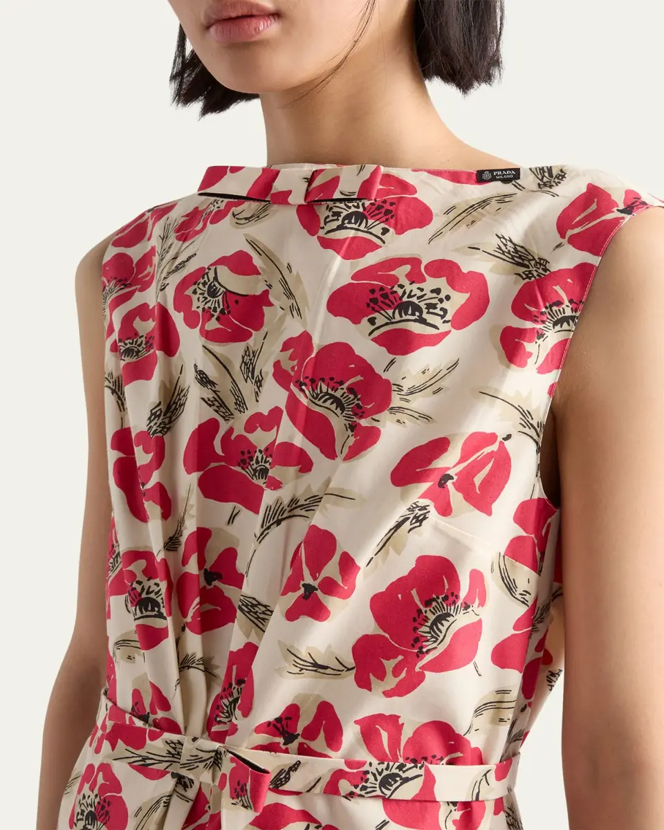 Prada Floral Soft Poplin Dress | Thumbnail 4 Prada Floral Soft Poplin Dress | Thumbnail 4