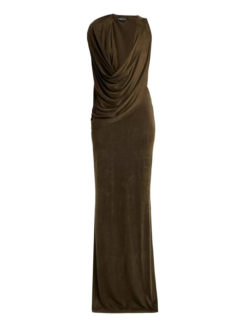 Plunging Cowl-Neck Sleeveless Maxi Dress