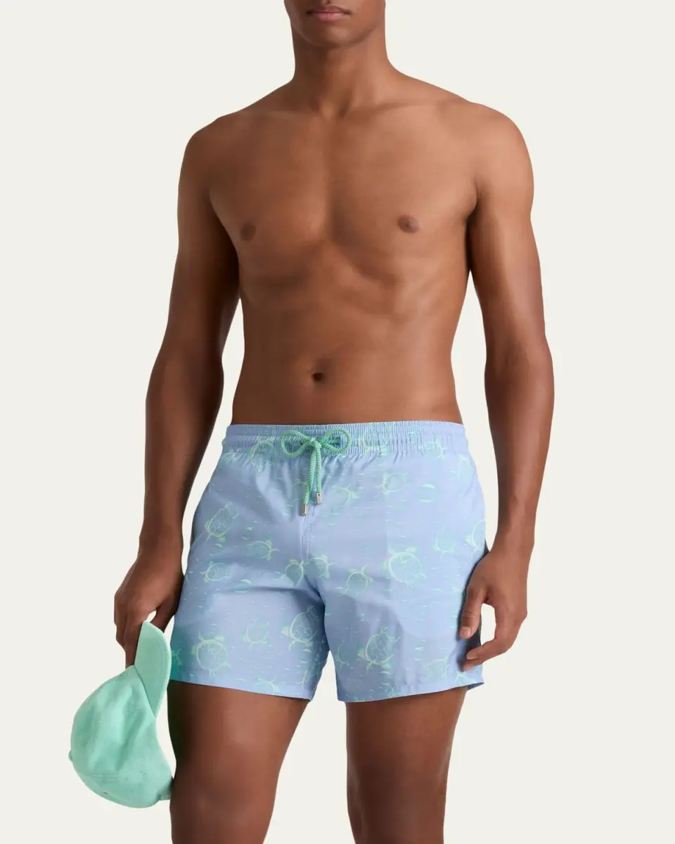 Vilebrequin Men's Bubbles and Turtles Packable Swim Trunks | Thumbnail 2
