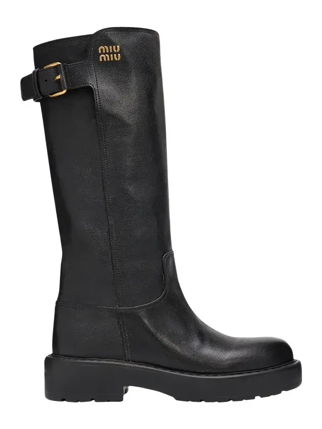 55mm Leather Knee-High Lug-Sole Boots 55mm Leather Knee-High Lug-Sole Boots