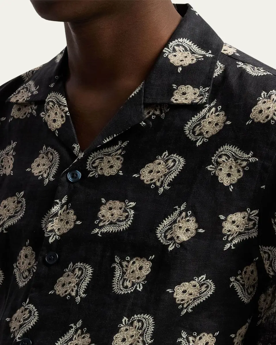 Ralph Lauren Purple Label Men's Paisley-Print Linen Camp Shirt | Thumbnail 5