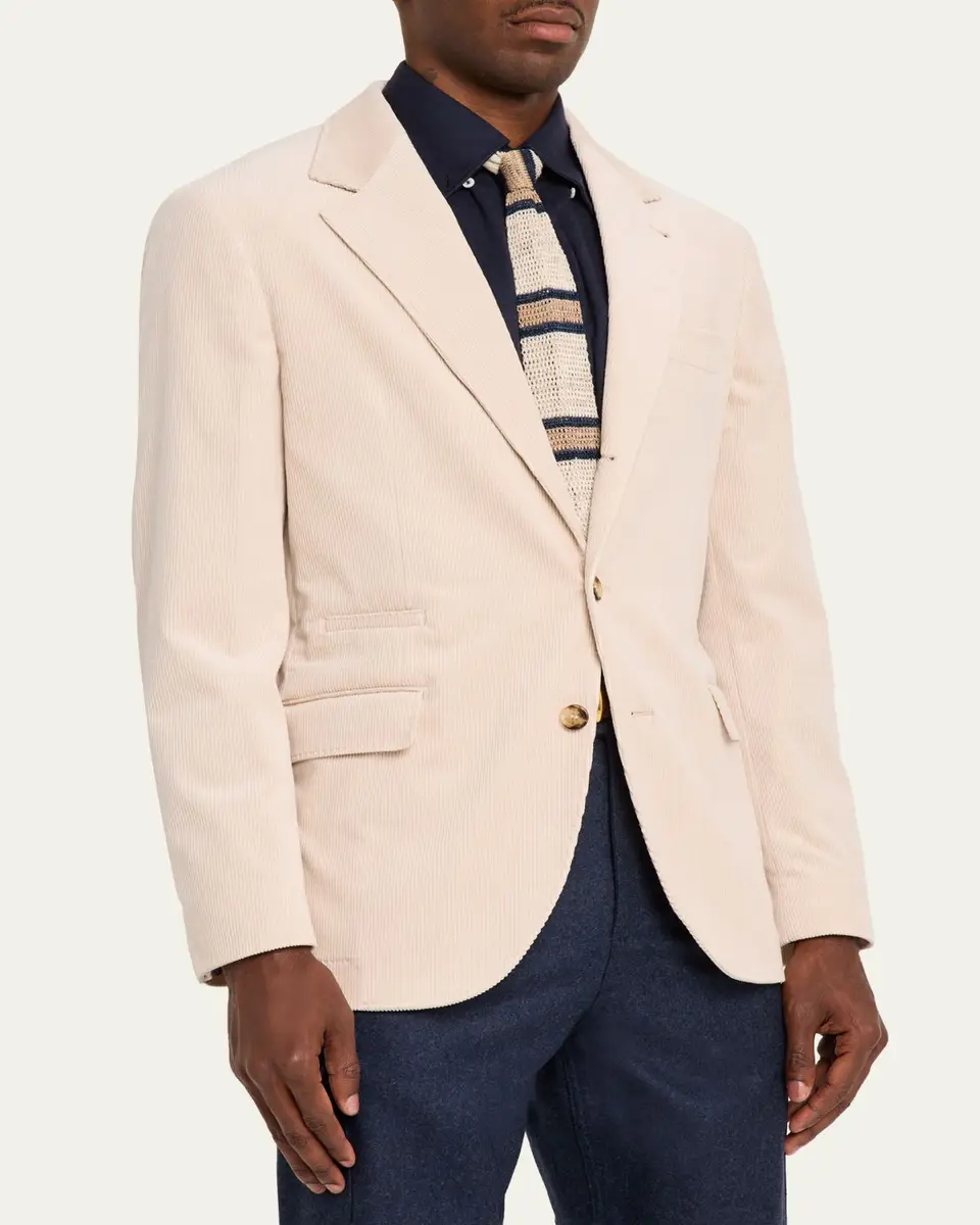 Brunello Cucinelli Men's Carded Wool Single-Breasted Sport Coat | Thumbnail 4