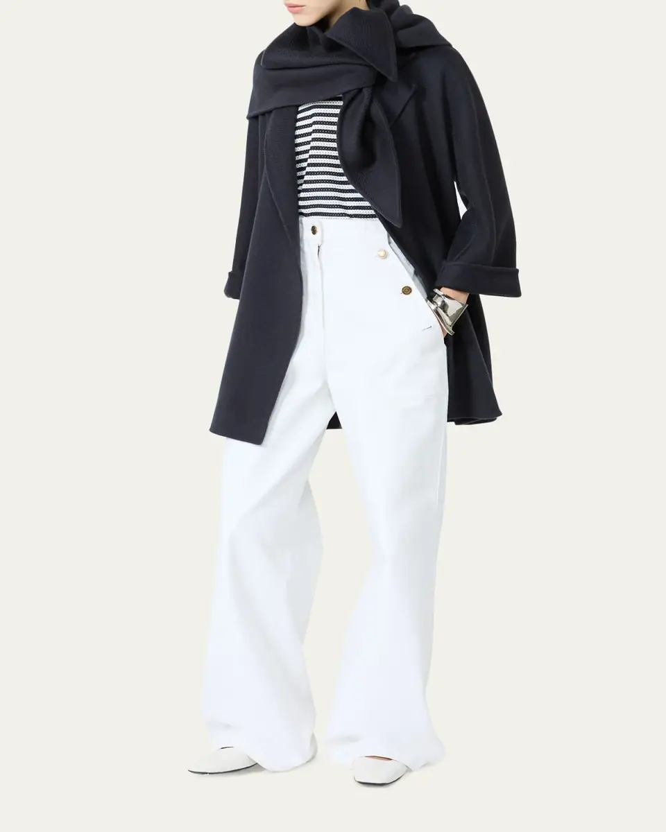 Max Mara High-Rise Cotton Twill Wide-Leg Sailor Pants | Thumbnail 2 Max Mara High-Rise Cotton Twill Wide-Leg Sailor Pants | Thumbnail 2
