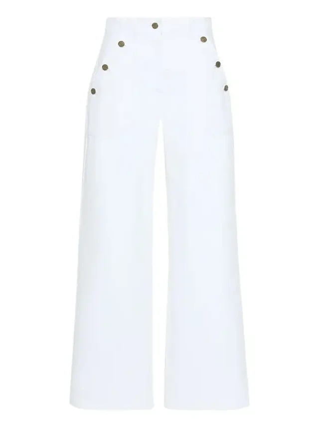 High-Rise Cotton Twill Wide-Leg Sailor Pants