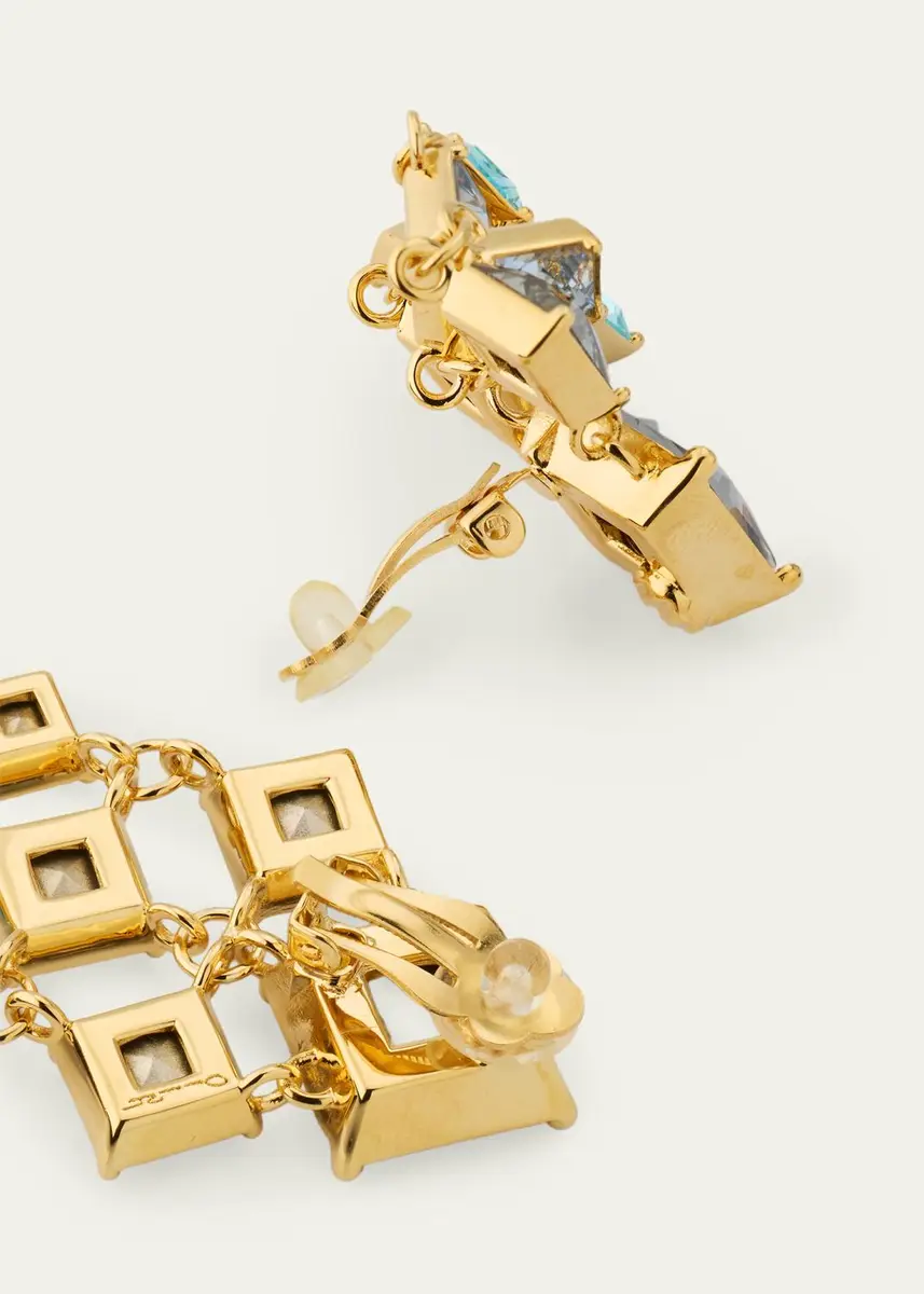 Oscar de la Renta Square-Cut Rhinestone Chandelier Clip-On Earrings | Thumbnail 5 Oscar de la Renta Square-Cut Rhinestone Chandelier Clip-On Earrings | Thumbnail 5