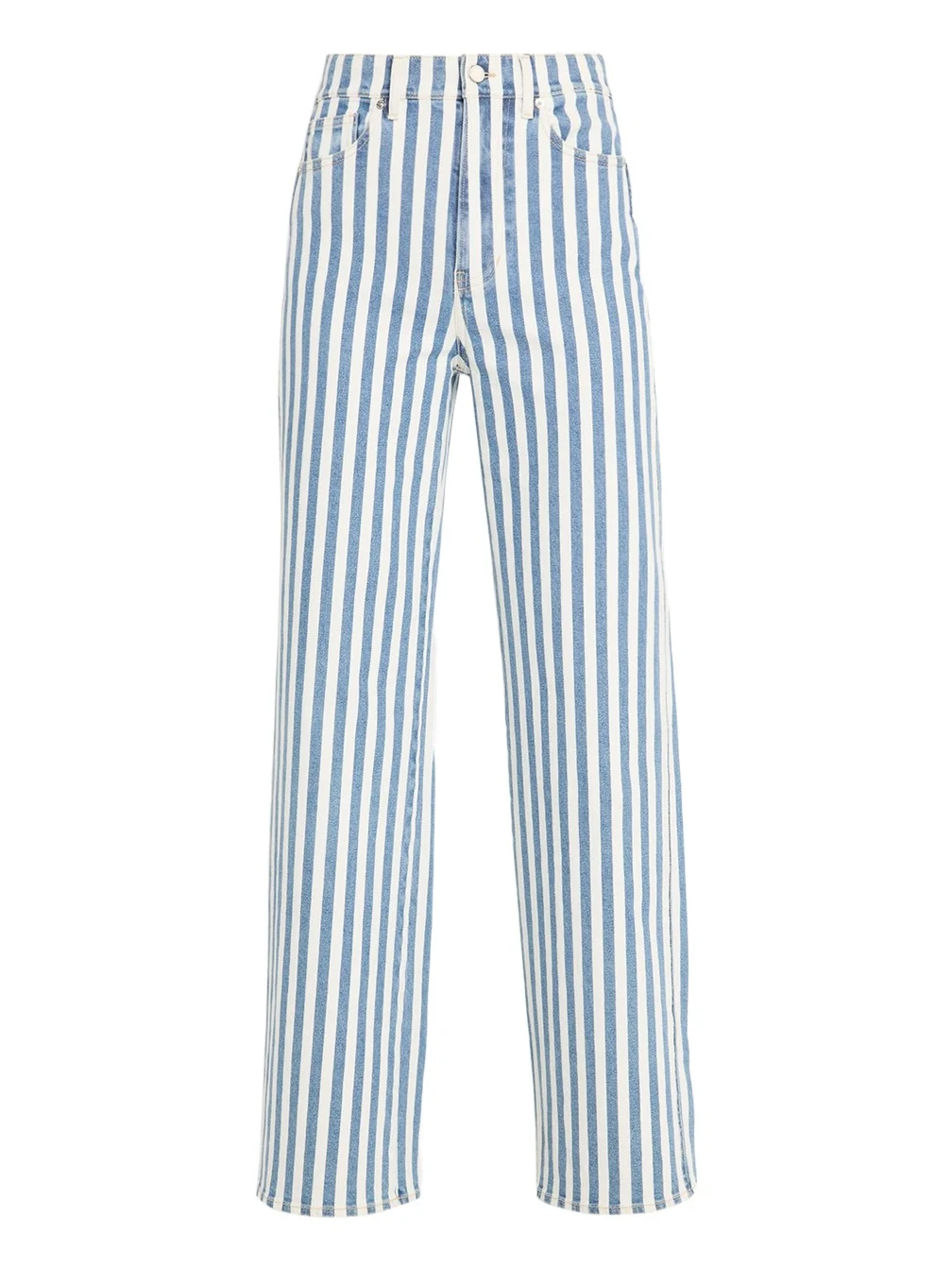 Veronica Beard Taylor High-Rise Wide-Leg Striped Jeans