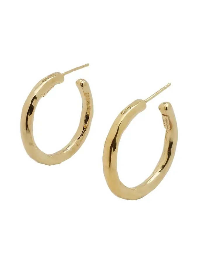 Small Hammered Hoop Earrings in 18K Gold