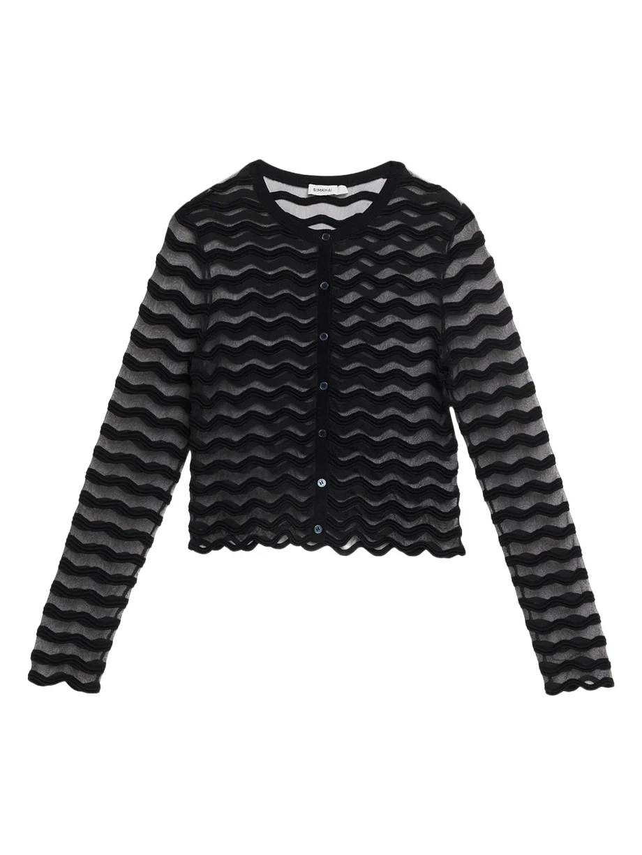 Maxime Sheer Wavy Knit Cardigan Maxime Sheer Wavy Knit Cardigan