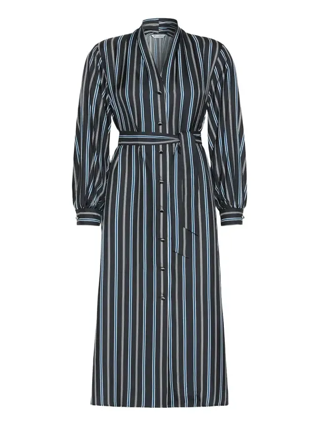 Long-Sleeve Striped Shirtdress w/ Belt Long-Sleeve Striped Shirtdress w/ Belt
