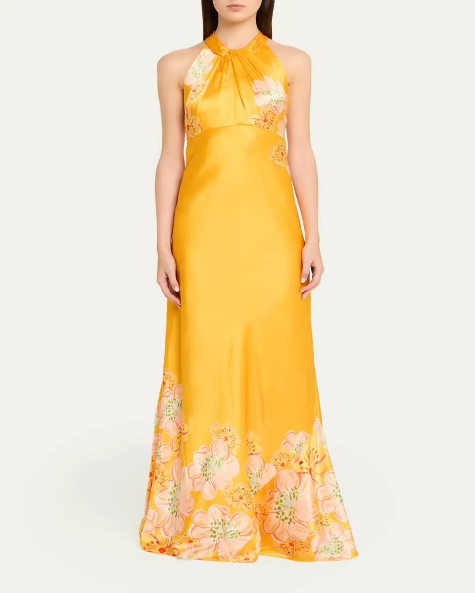 Saloni Cozette Floral Silk Dress | Thumbnail 2 Saloni Cozette Floral Silk Dress | Thumbnail 2