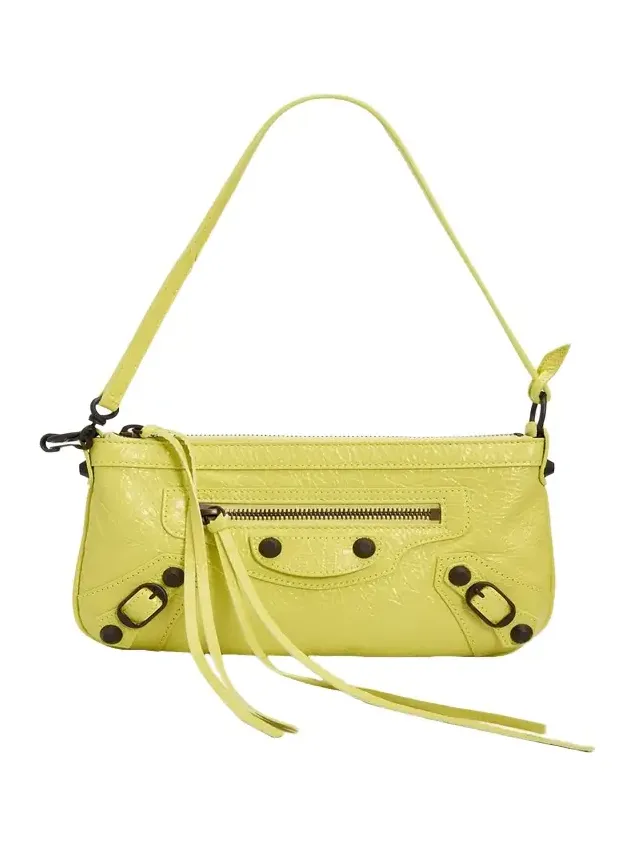 Le City Crinkled Leather Pouch Shoulder Bag