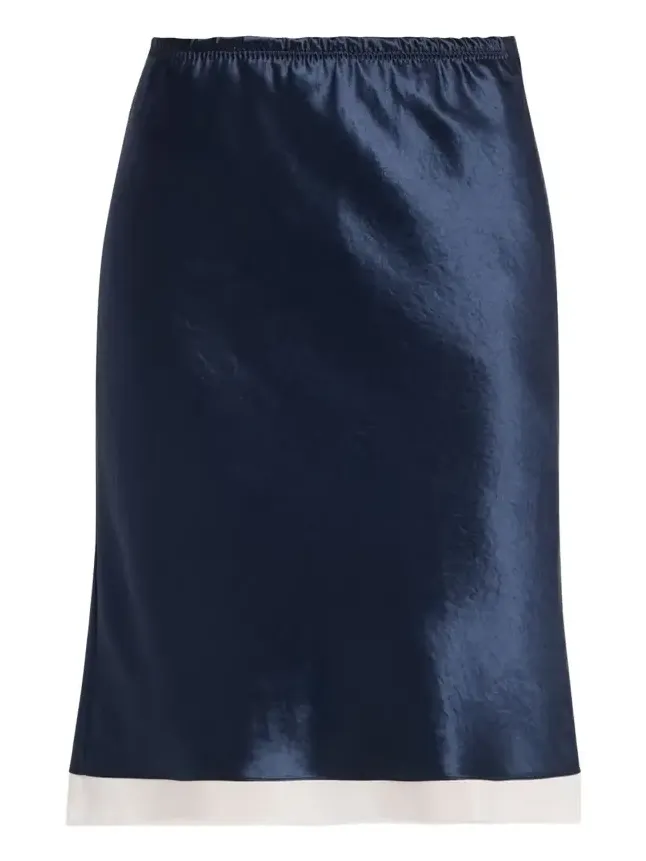 Maria McManus Ribbon-Trim Bias Satin Midi Skirt