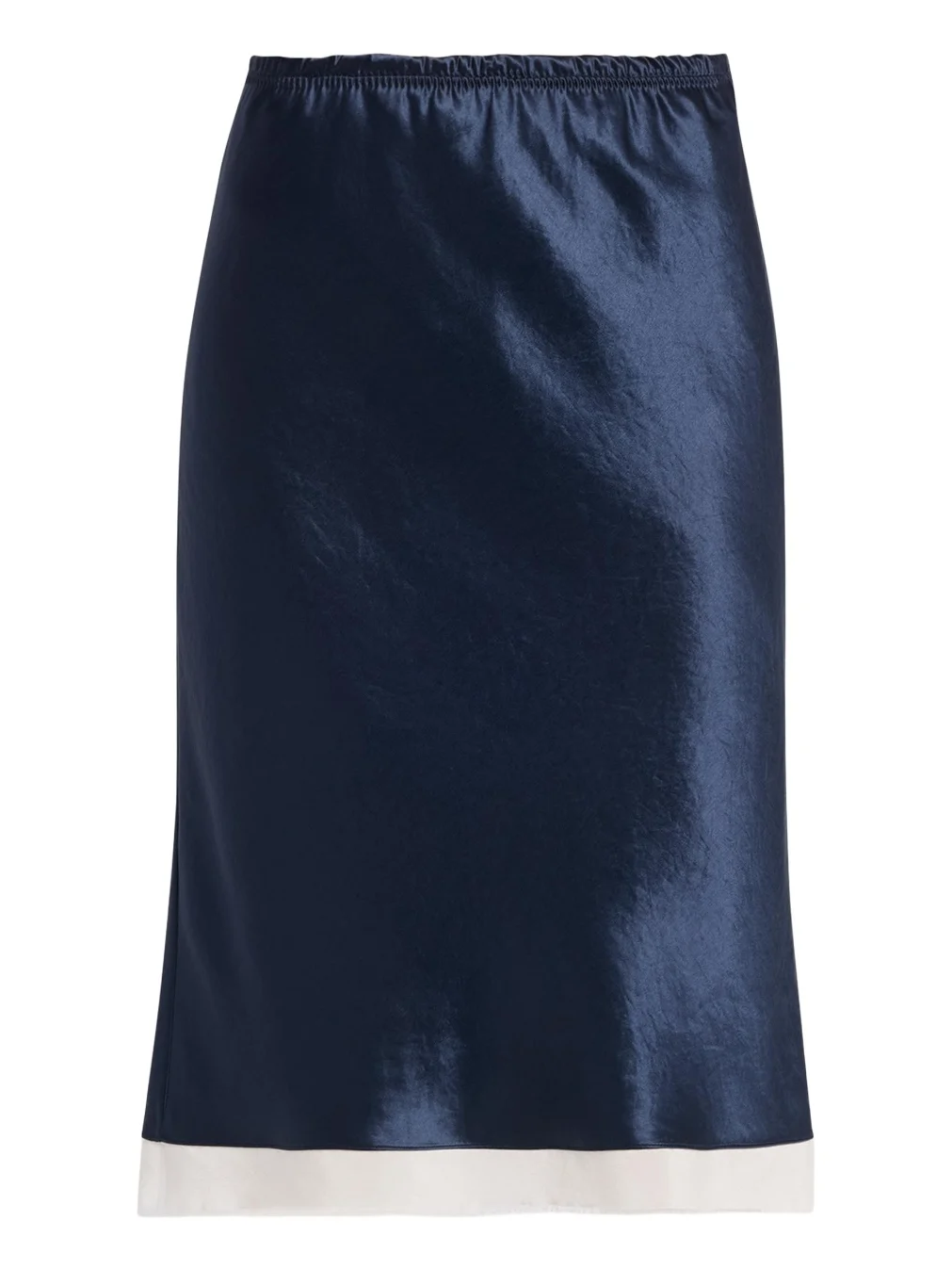 Ribbon-Trim Bias Satin Midi Skirt