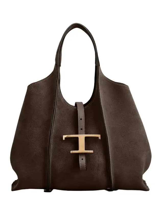 T Timeless Suede Shopping Tote Bag