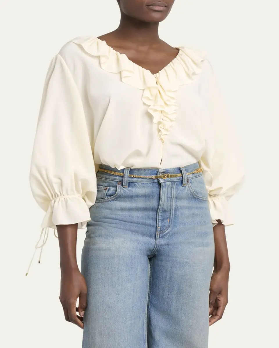 Chloé Organic Silk Crepe De Chine Top | Thumbnail 4 Chloé Organic Silk Crepe De Chine Top | Thumbnail 4