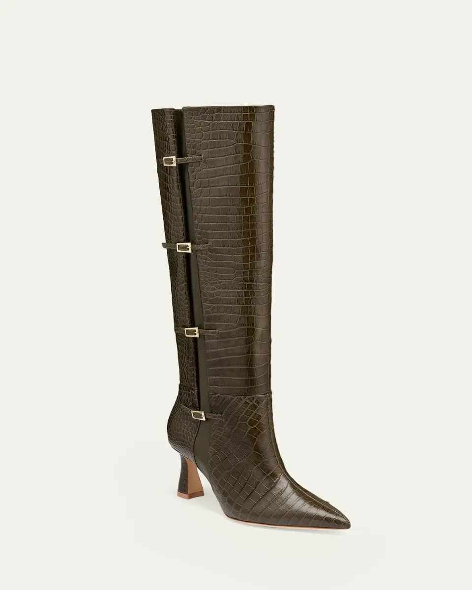 Malone Souliers 70mm Nolan Croc-Embossed Leather Knee-High Boots | Thumbnail 2 Malone Souliers 70mm Nolan Croc-Embossed Leather Knee-High Boots | Thumbnail 2