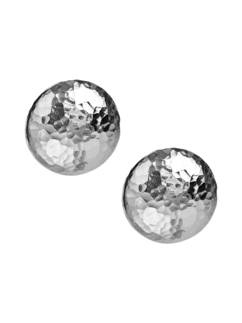 Ippolita Hammered Button Stud Clip Earrings in Sterling Silver