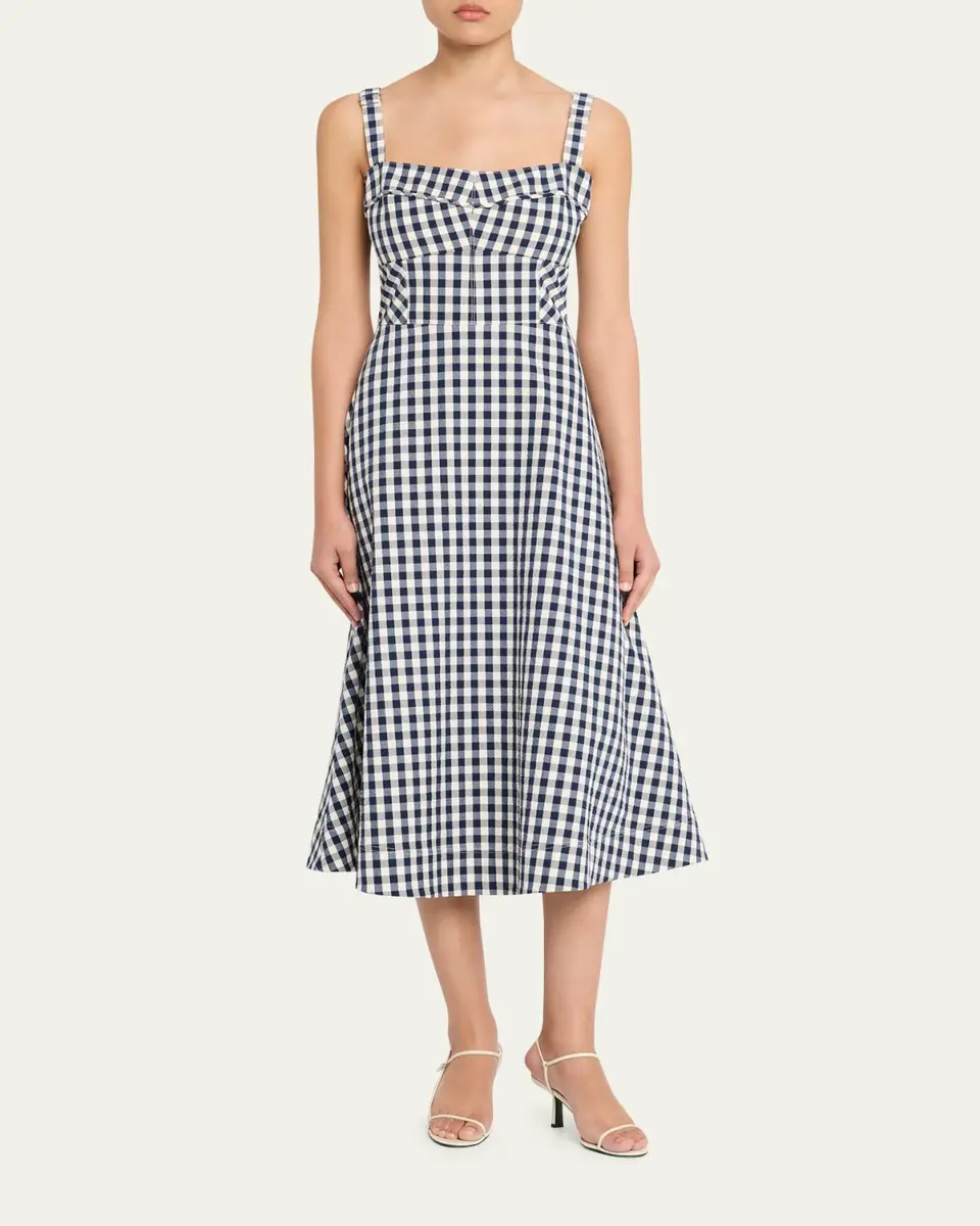 Veronica Beard Aila Gingham A-Line Midi Dress | Thumbnail 2