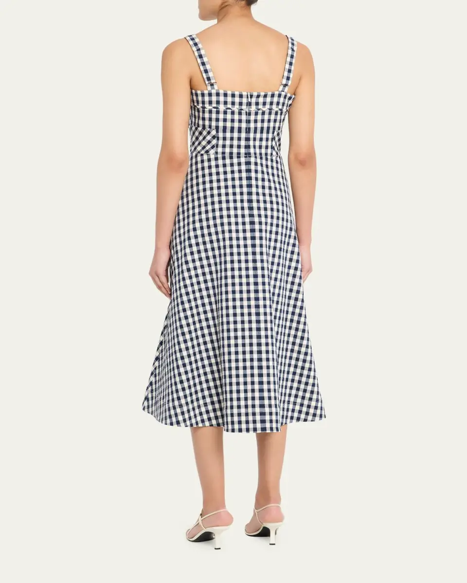 Veronica Beard Aila Gingham A-Line Midi Dress | Thumbnail 3