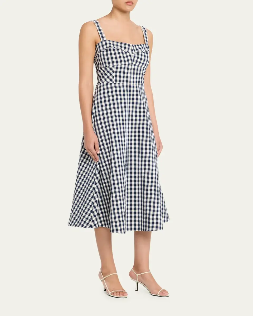 Veronica Beard Aila Gingham A-Line Midi Dress | Thumbnail 4
