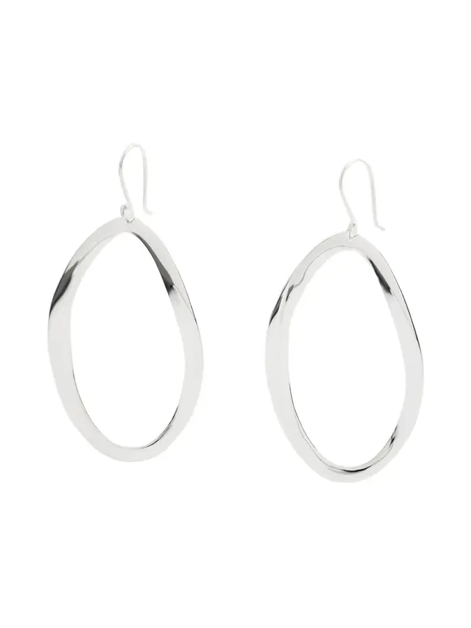 Wavy Oval Drop Earrings in Sterling Silver Wavy Oval Drop Earrings in Sterling Silver