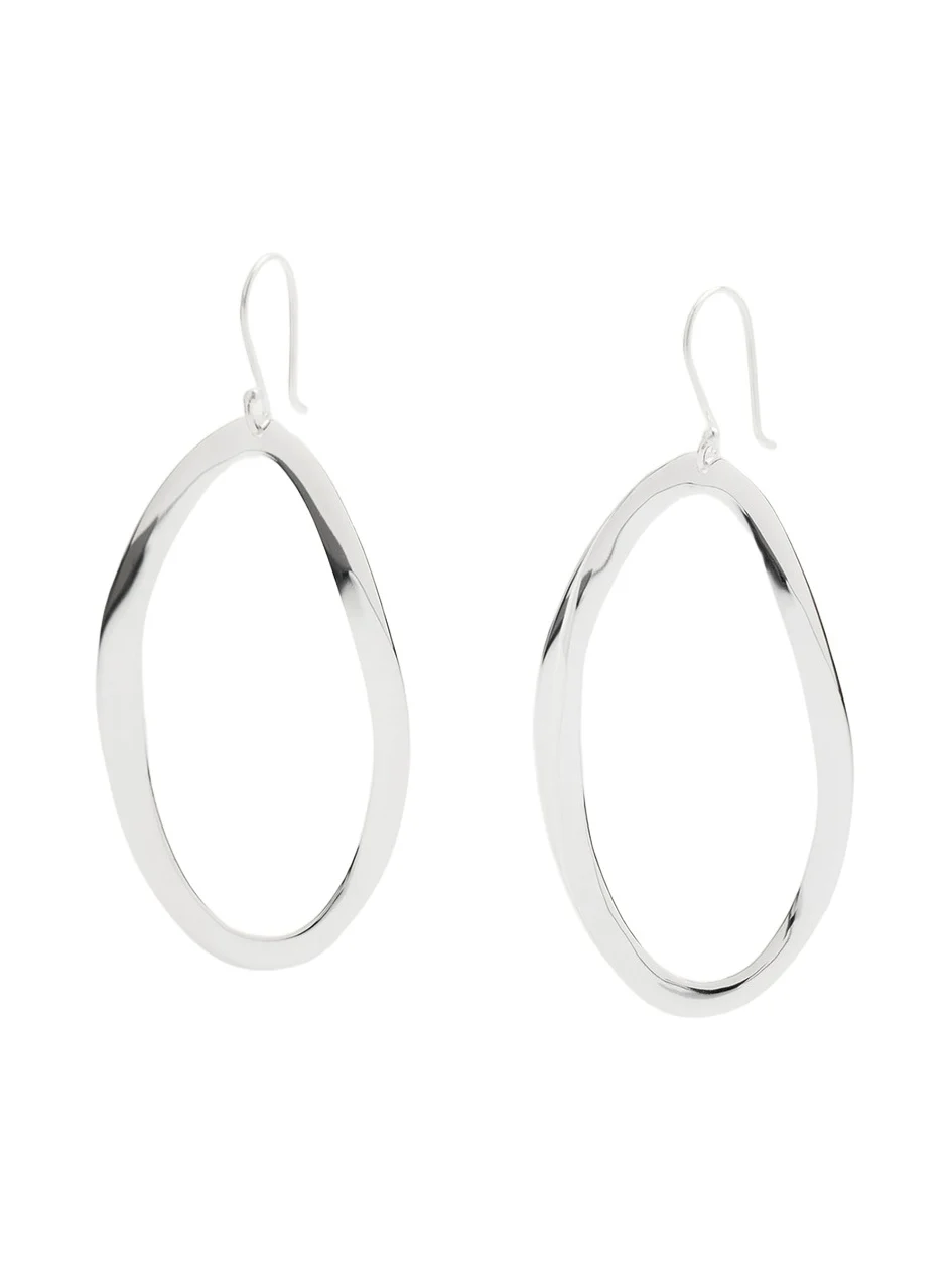 Wavy Oval Drop Earrings in Sterling Silver Wavy Oval Drop Earrings in Sterling Silver