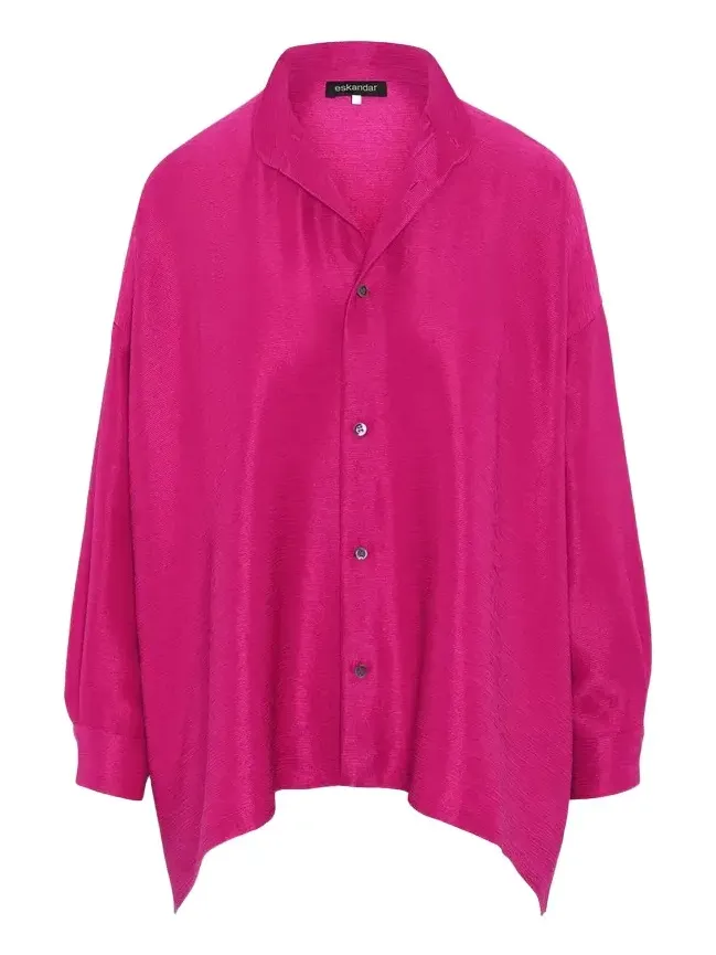 Midweight Silk Plisse Wide A-Line Shirt