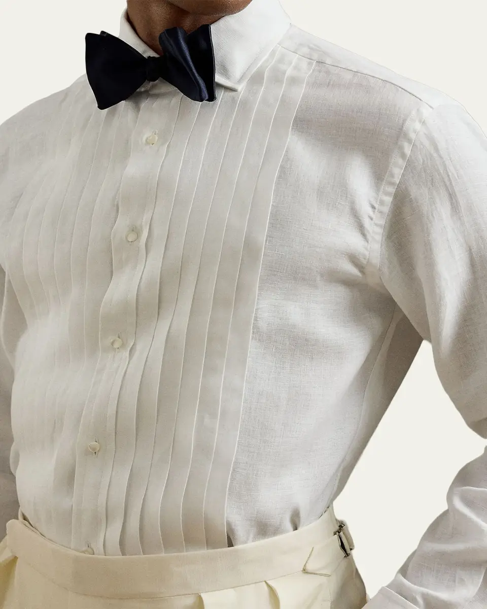 Ralph Lauren Purple Label Men's NM x RL French Cuff Linen Tuxedo Shirt | Thumbnail 5