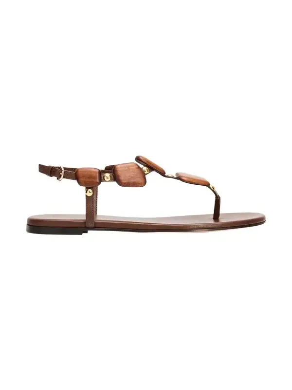 Beaded Nappa Metallic Leather Thong Sandals Beaded Nappa Metallic Leather Thong Sandals