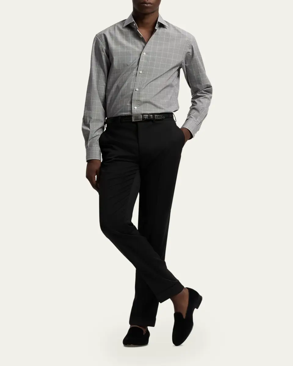 Ralph Lauren Purple Label Men's Glen Plaid Twill Classic-Fit Shirt | Thumbnail 2 Ralph Lauren Purple Label Men's Glen Plaid Twill Classic-Fit Shirt | Thumbnail 2
