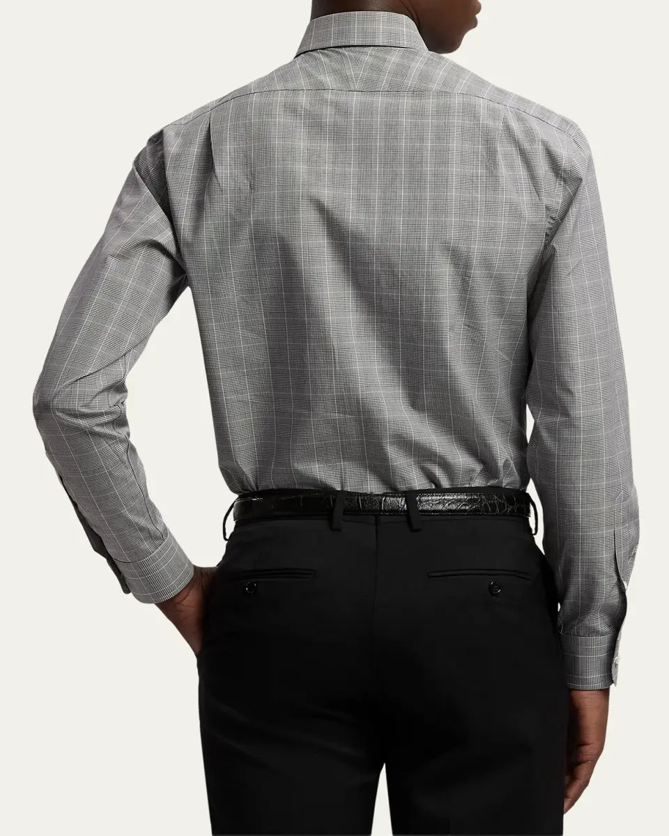 Ralph Lauren Purple Label Men's Glen Plaid Twill Classic-Fit Shirt | Thumbnail 3 Ralph Lauren Purple Label Men's Glen Plaid Twill Classic-Fit Shirt | Thumbnail 3
