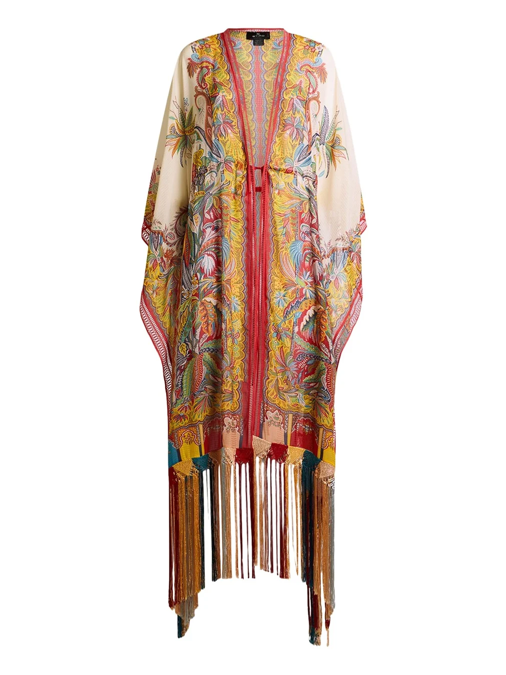 Multicolor Fringe-Trim Kaftan Coverup Multicolor Fringe-Trim Kaftan Coverup